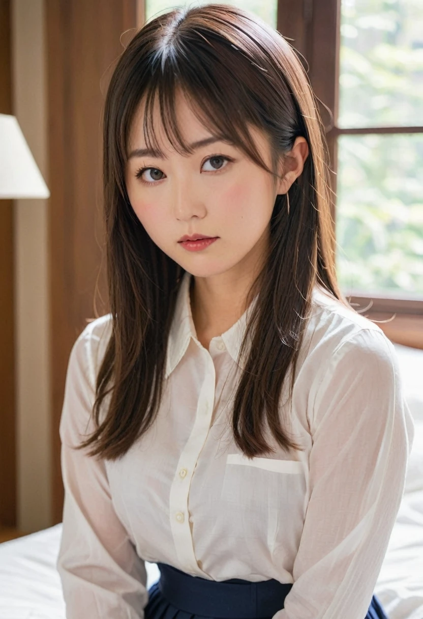 Yurika Okamoto、Age 35、Straight long hair、Tight eyes、Fox Eyes、Completely naked