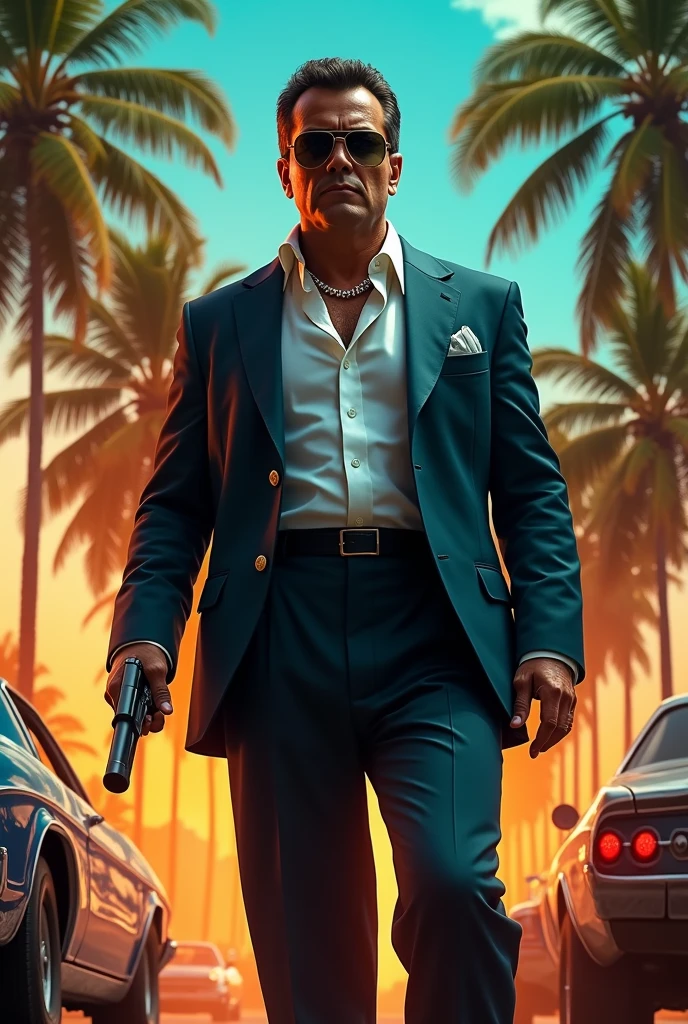 Create a PC wallpaper with a Tony Montana theme.