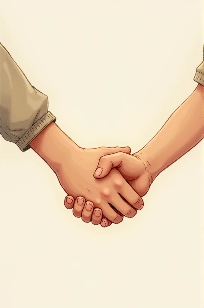 I want an drawing image of two hands they hold together one boy and girl