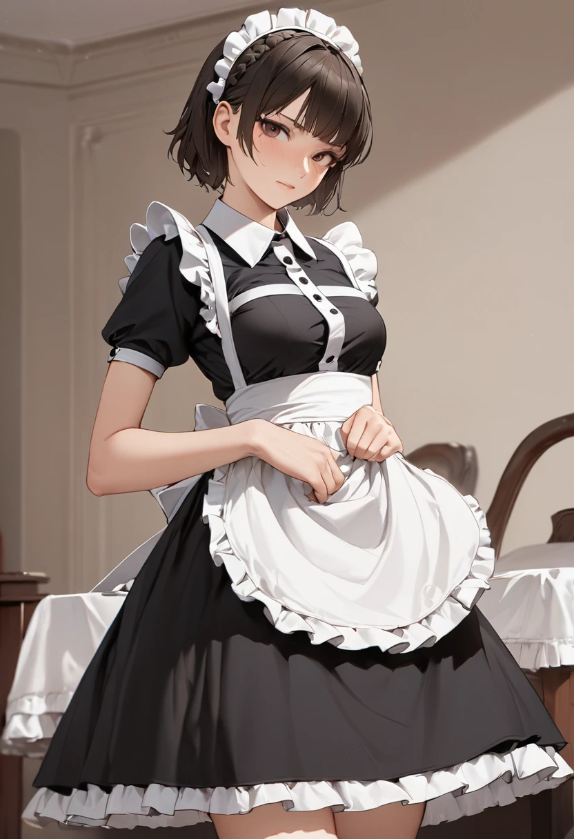 Highest quality, masterpiece, High resolution, alone, , (maid:1.40), (long maid dress:1.15), 19 
