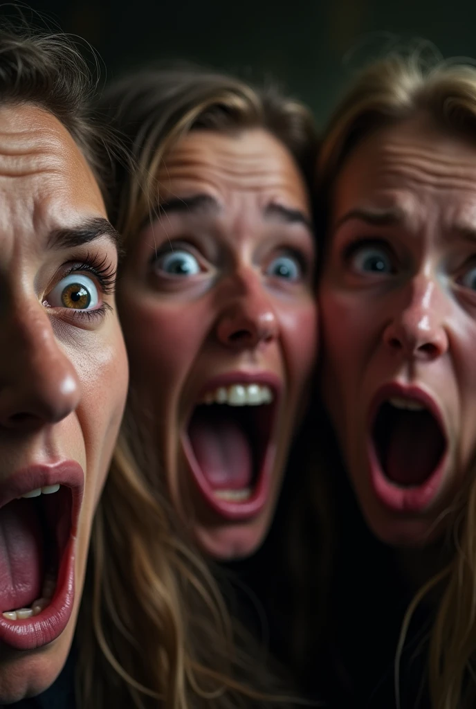 Shocking faces of group of American friends