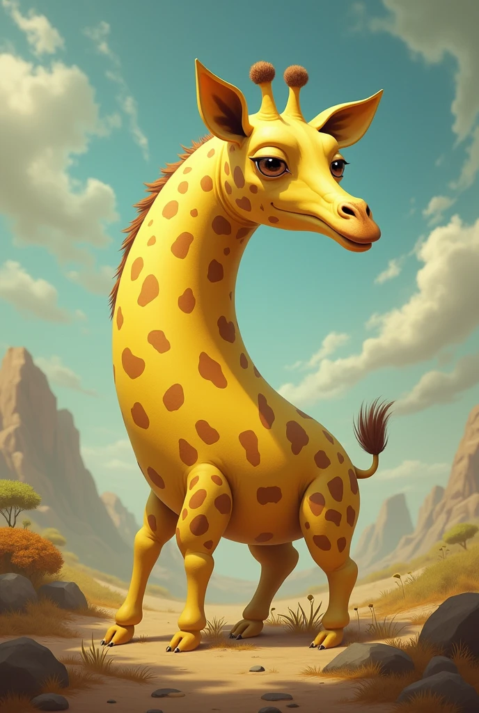 Banana with a giraffe face