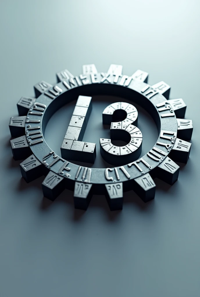 Logo about design, drawing, 3D engineering and printing, that has gears and the word "L3"