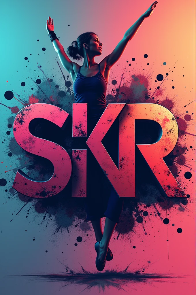 Create a studio logo with SKR name which should describe dance in the logo