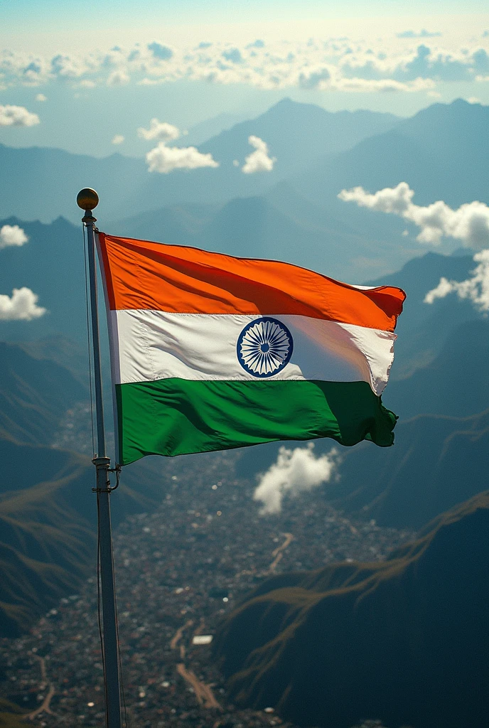 Highlights the india country in tri colour arieal view