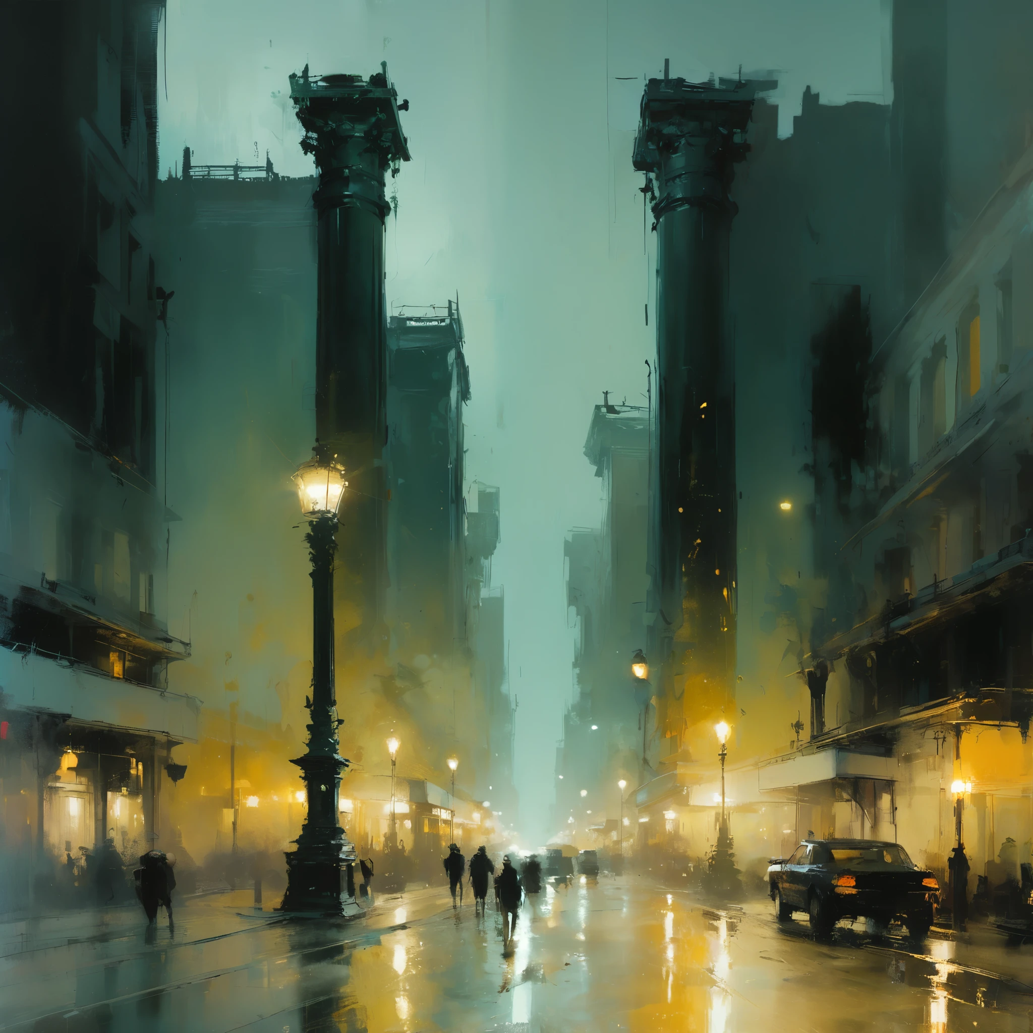 in style of Jeremy Mann
lamp column effect