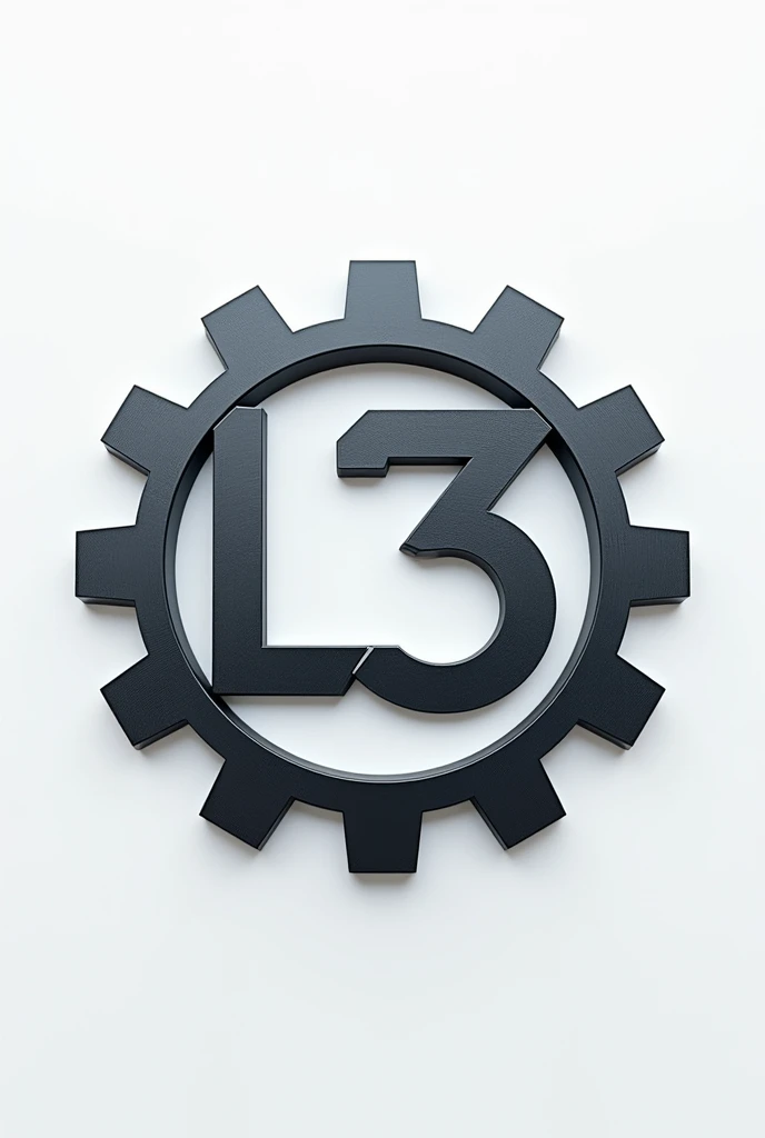 Logo about industrial design, technical drawing , electromechanical engineering and 3D printing, that has gears and the word "L3"
