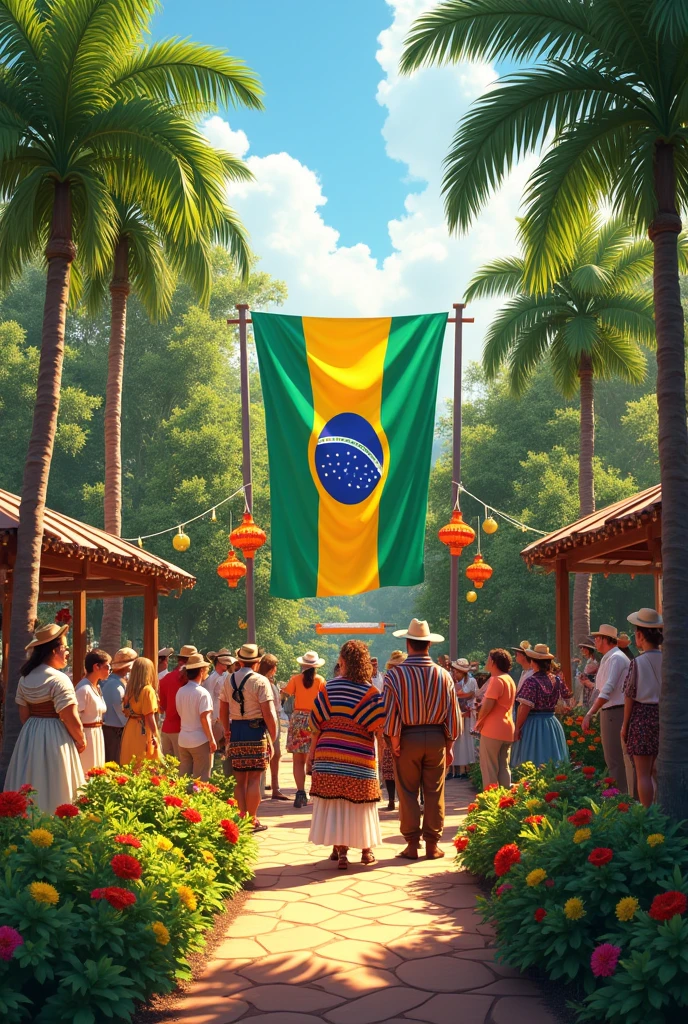 Garden festival with the flag of the state of Rio Grande do Sul
