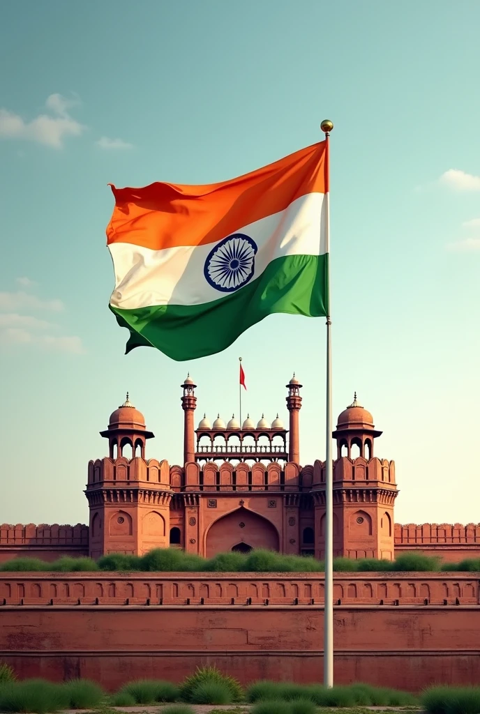 Indian flag Red fort background
Or write name samar