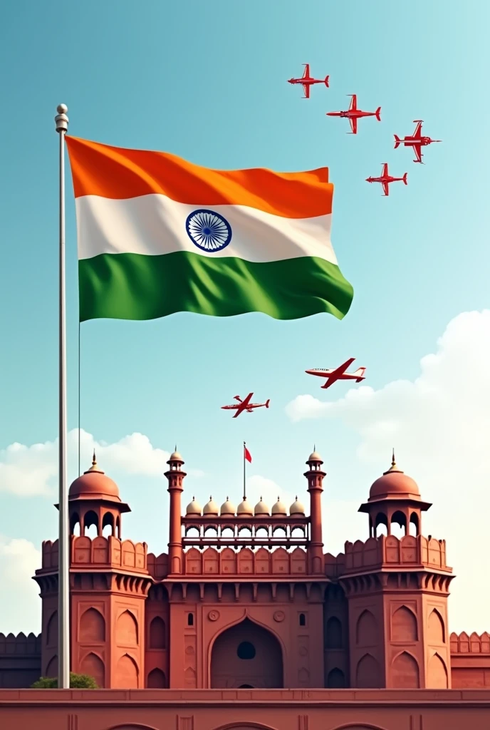 Indian flag Red fort background
Aur force plane show