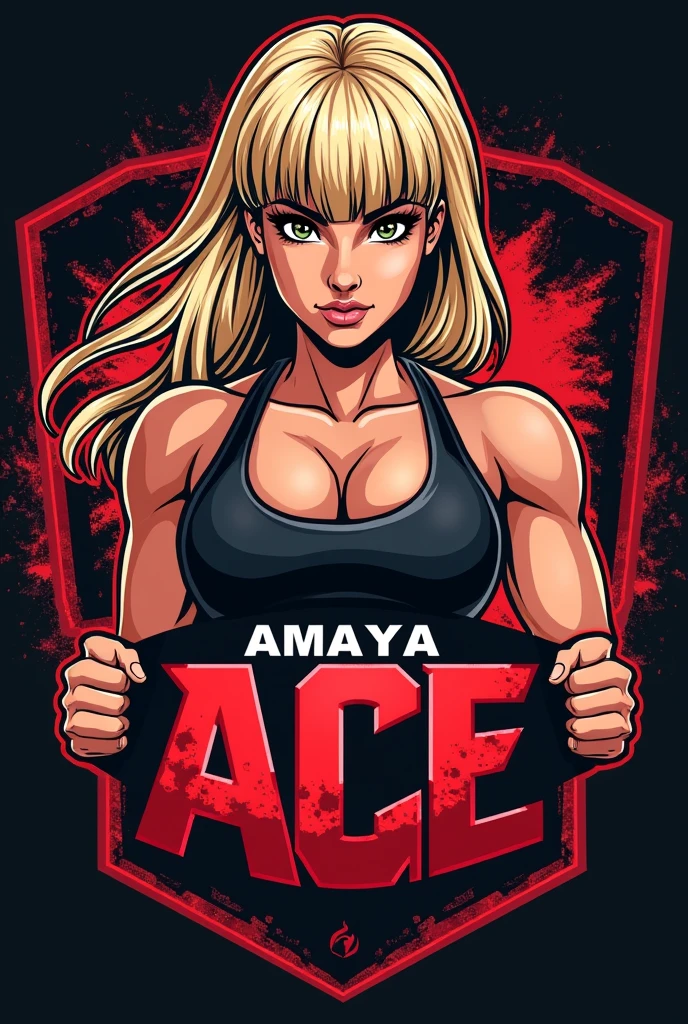 Create an Female Wrestler Logo she has brunette hair with blonde bangs: Amaya Ace