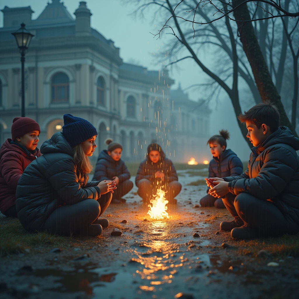 Even on bad weather days, people are playing outside using magic.