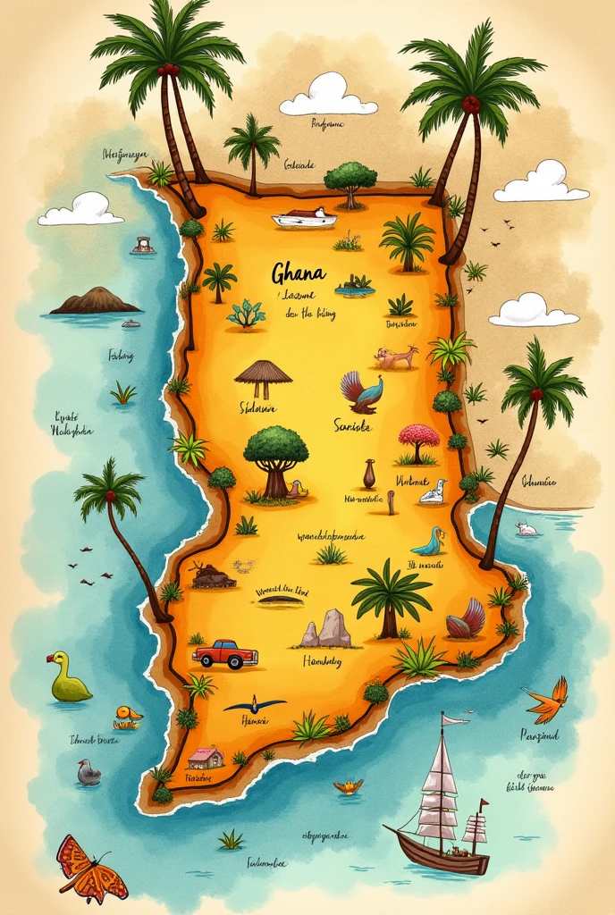 Doodle drawing of ghana map