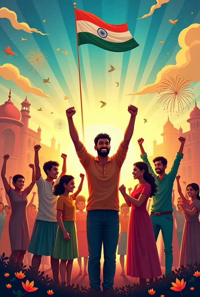 create happy Indian
independence day poster with creative
concept