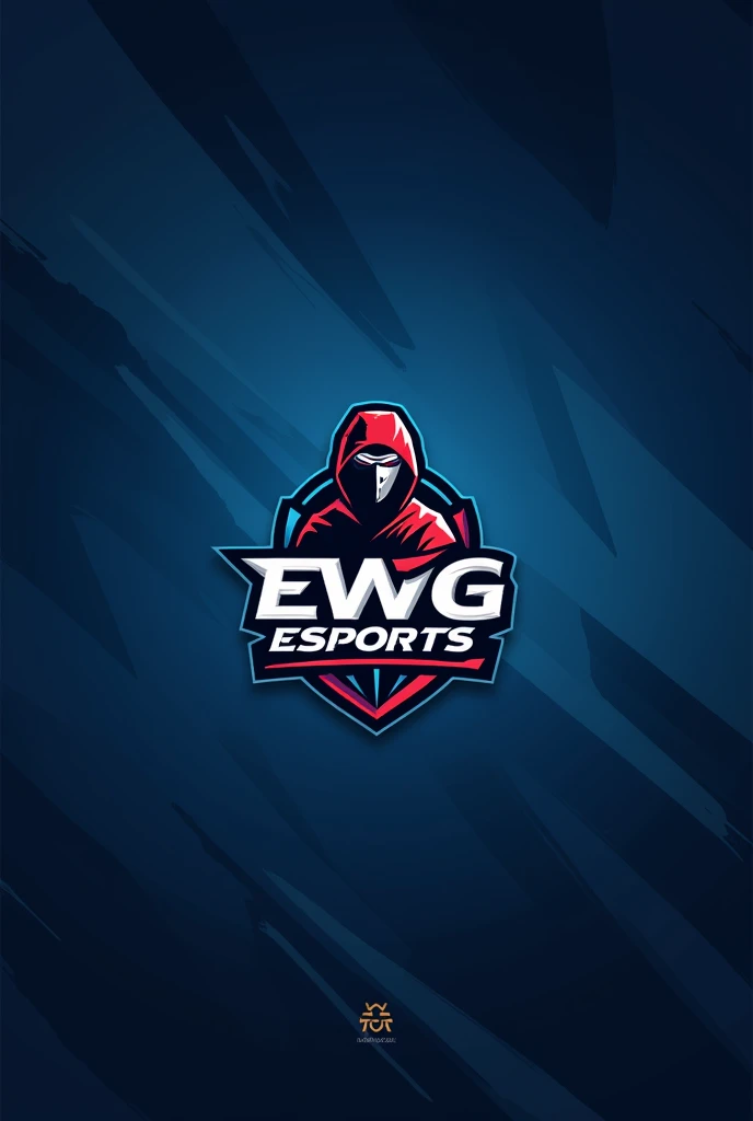 GENERATE AND IMAGE WITH A CHARACTER AND GIVE TITLE ON MIDDLE AS 'EWG ESPORTS ' AND USE BLACK AND BLUE COLOURS AND MAKE IT WITH GOOD EFFECTS USE THE CHARACTER AS LOGO 