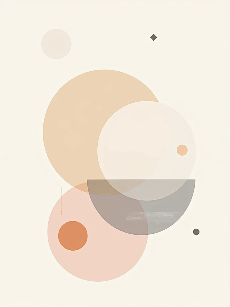 "Minimalist geometric shapes, abstract patterns, soft pastel colors, muted tones, clean lines, digital art