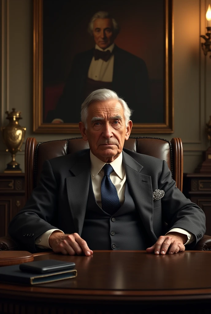 An old wealthy businessman sits encouraging