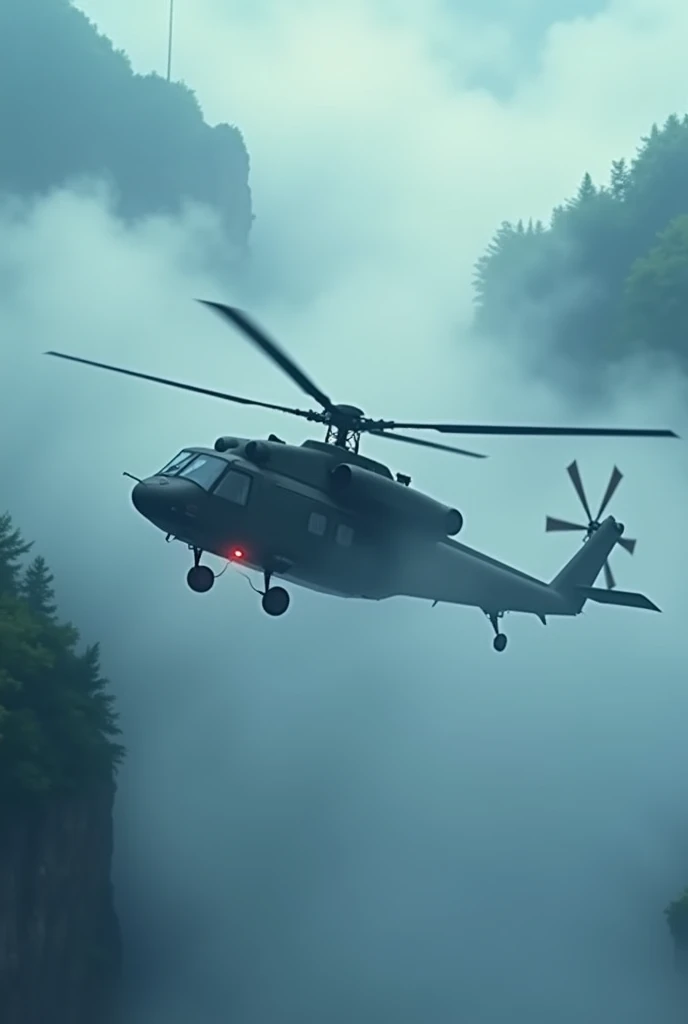(0815) Today's Ghibli theme：Military Helicopter hovering over a Mysterious Fog