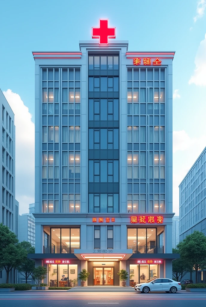 Bao Ai is a specialist clinic which have two enterance, one at out patient department and one at emergency department. That clinic have two floors. It is located under the hotel which contain nine floors. At the top of the hotel, big red cross logo statue is present.