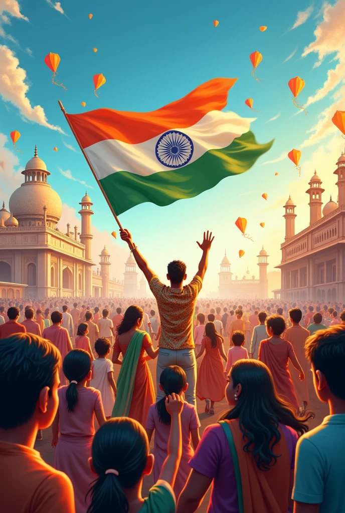 create happy  Indian 
independence day post with creative 
concept