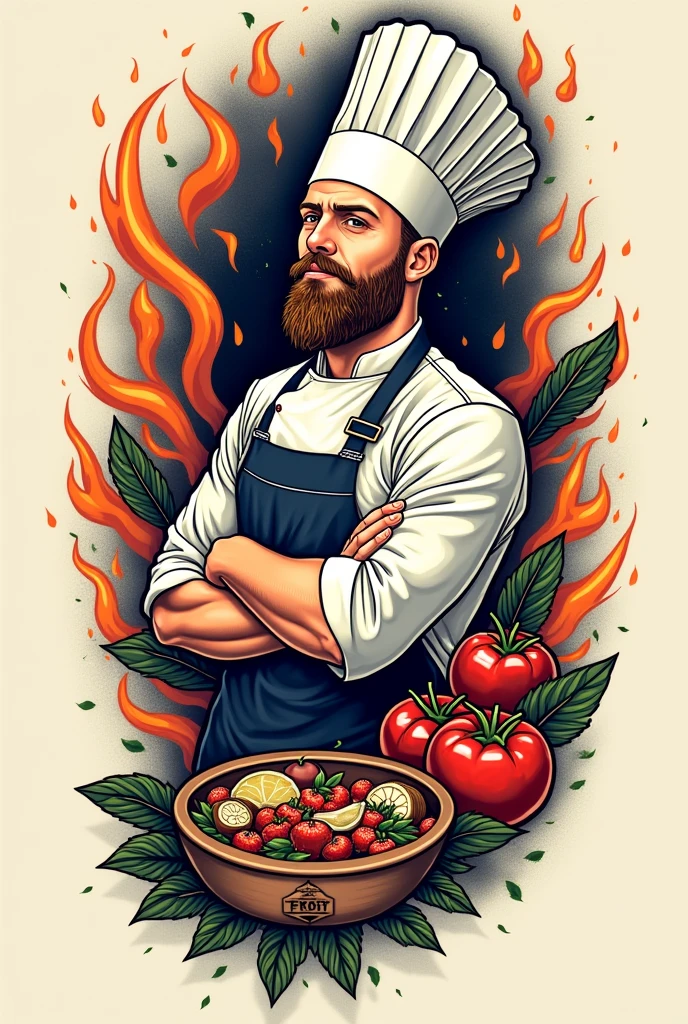 Creative tattoo design for chef