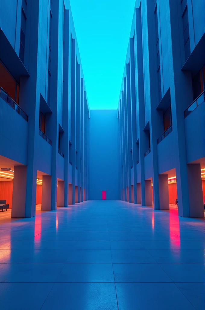 A background institutional image with blue colors, Red and yellow