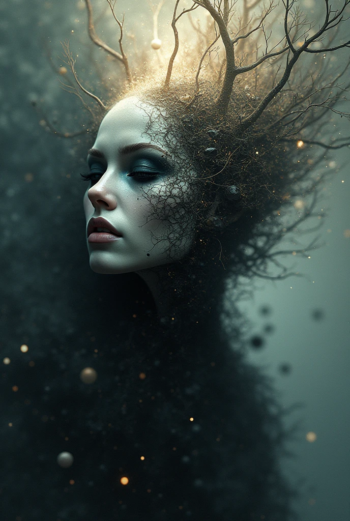 I am the face of the white and dark real-time that carries memories of all the dimensions it has visited. The threads of time are becoming more and more noticeable., The message I want to give is that if dimensions exist , the style is my real , 48k rules of thirds shadows for more volume finished in photoashoip