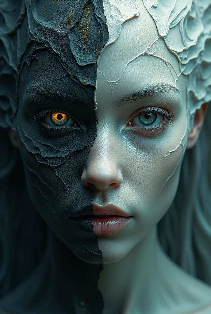 I am the face of the white and dark real-time that carries memories of all the dimensions it has visited. The threads of time are becoming more and more noticeable., The message I want to give is that if dimensions exist , the style is my real , 48k rules of thirds shadows for more volume finished in photoashoip