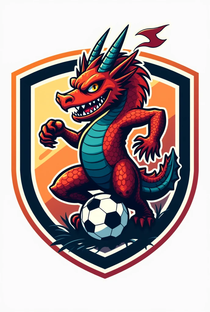 2D Dragon Soccer Team Shield Logo

