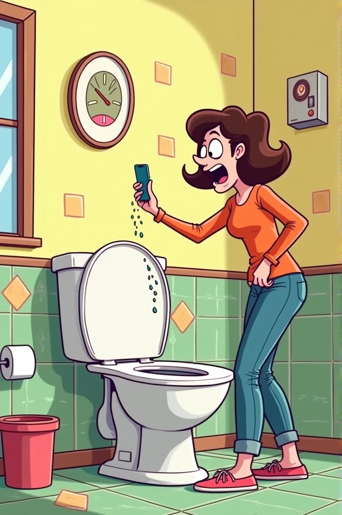 Ek ladki ka phone toilet Mein Gir gaya hai cartoon image