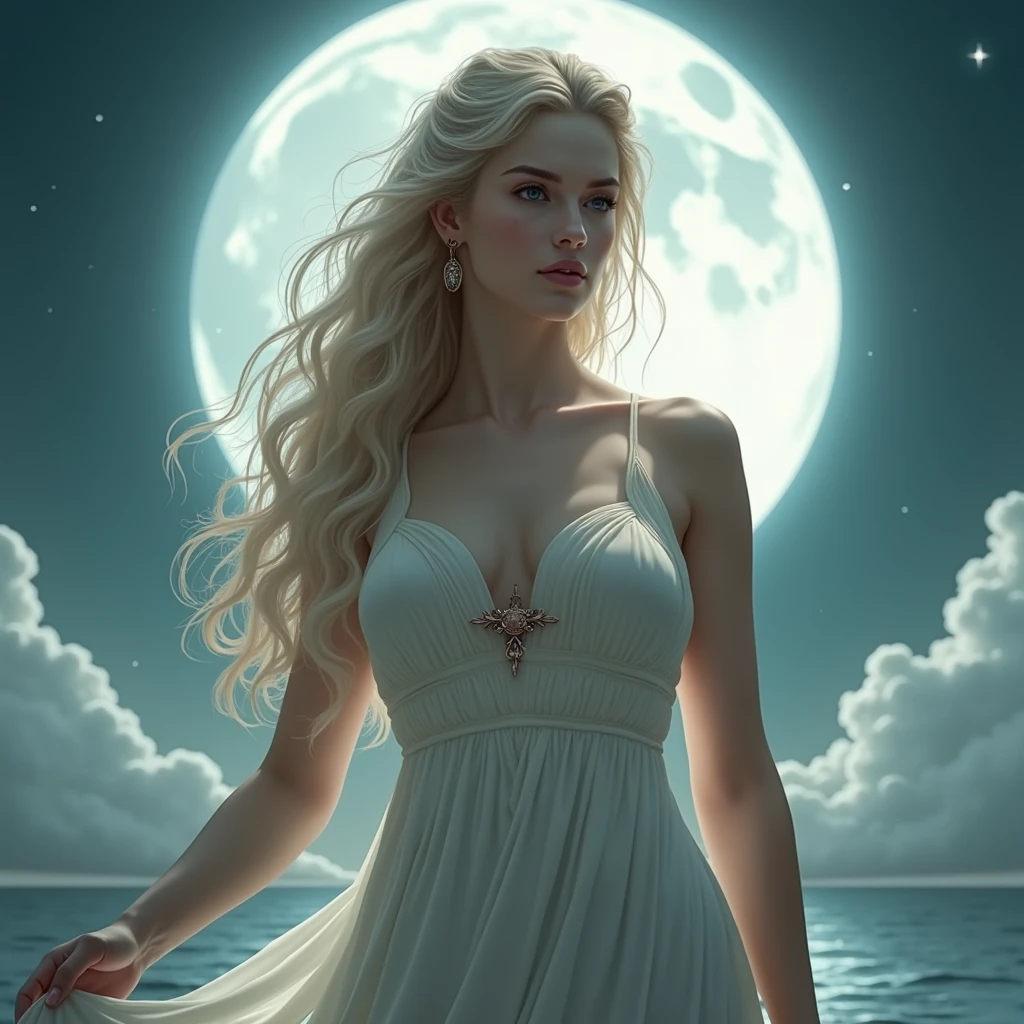 (masterpiece, high resolution, high detail, best quality), magnificent, stunning, spectacular, breathtaking, good-looking, pretty, handsome, cute, lovely, attractive, gorgeous, melodious, exquisite, dazzling, majestic, Aphrodite, the goddess of beauty and love, Most beautiful goddess, Moon Goddess, Incarnation of beauty, Dungeons＆Dragons