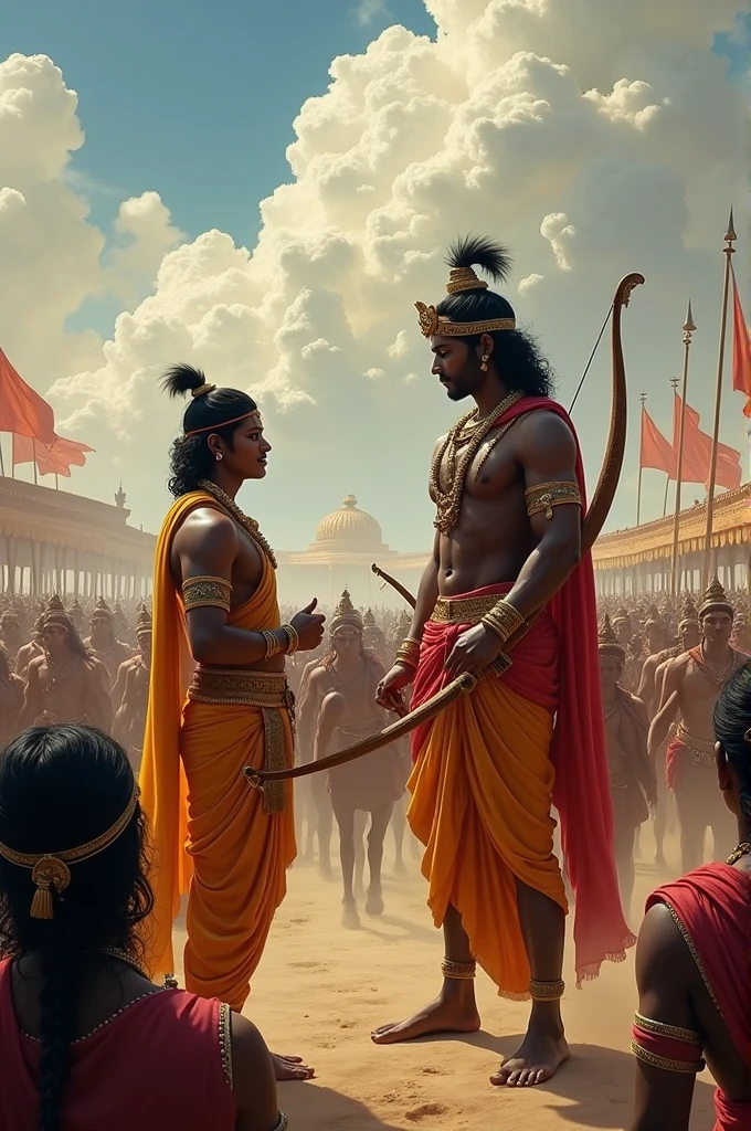 Shri krishna and Arjun in battlefield 