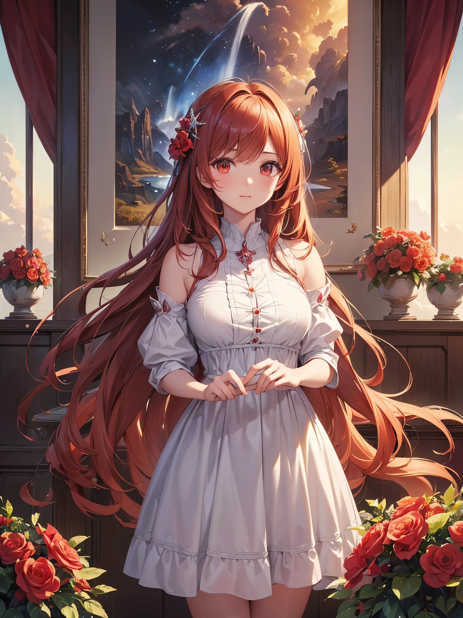 ((Highest quality)),(Ultra-high resolution),(Super detailed),(Detailed Description),((The best CG)),(masterpiece),Highly detailed art,(Art with precise detail:1.5), Red flower,
