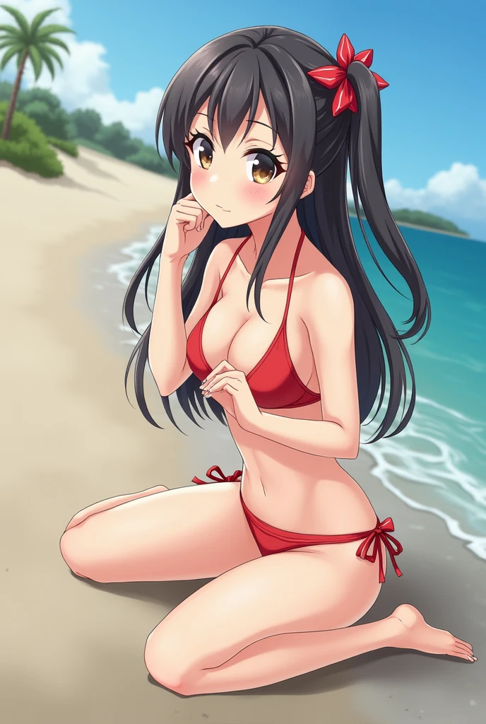 リアルなphotograph、Pay attention to the face of the cute idol high school girl、bikini、Beautiful way to sit , M-shaped feet, photograph,