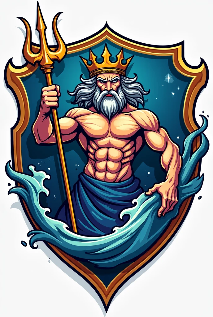 2D Soccer Team Shield Logo Poseidon