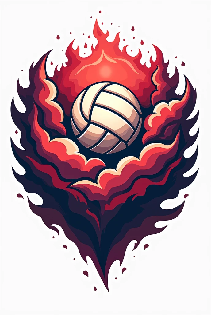 Create a logo for a volleyball school, is called "red storm", then I need a logo with clouds, good heavens, volleyball and net, all related to the school name 