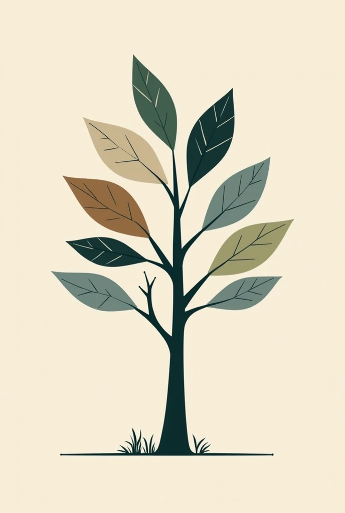 2d tree design for pottery 
Very simple 2 colours leaves