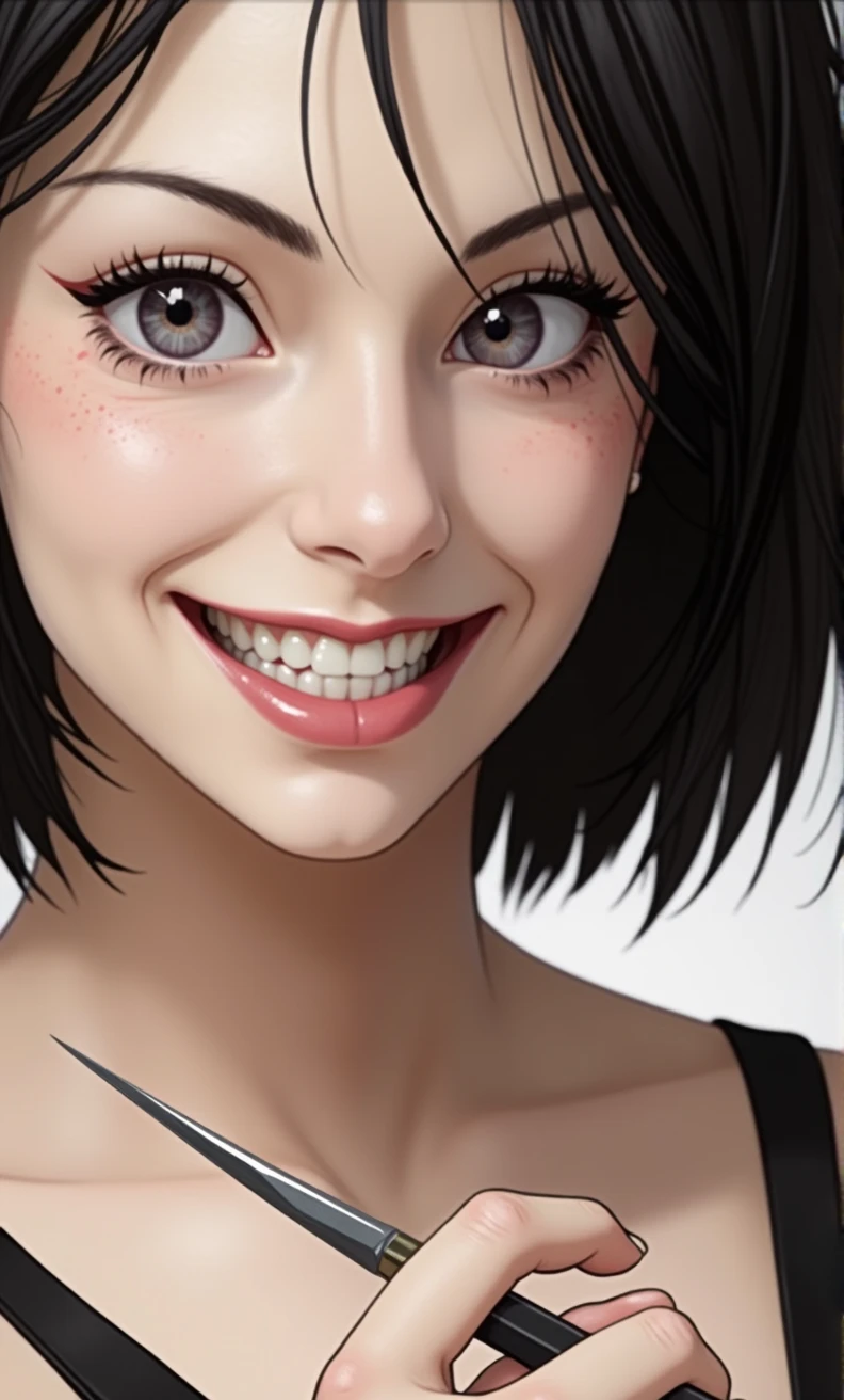 Male patient on operating table、Female doctor performing abdominal dissection 2、(Sadistic female doctor opening her laparotomy:2)、Female doctor with scalpel for surgical surgery、Devilish Smile, Look at viewers