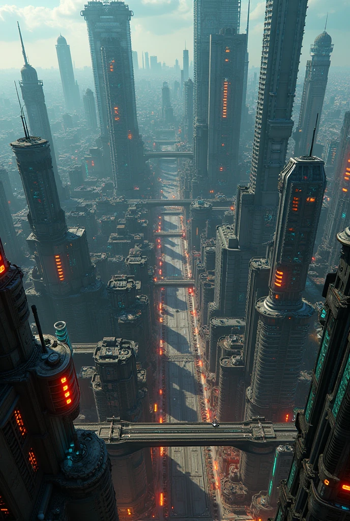 Design an entire cyberpunk-style map. With the districts highlighted