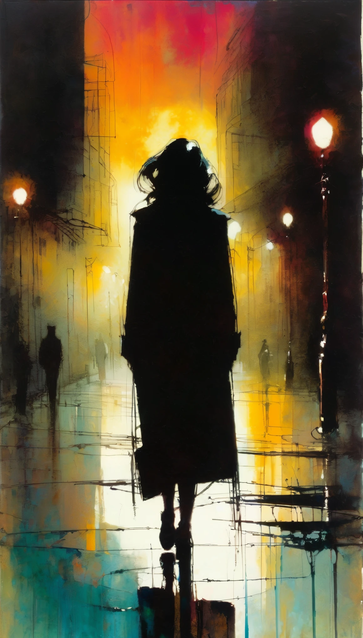 loneliness(art inspired by Bill Sienkiewicz). oil painting)woman