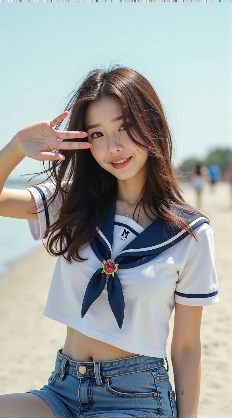 リアルなphotograph、Pay attention to the face of the cute idol high school girl、bikini、Beautiful way to sit , M-shaped feet, photograph,