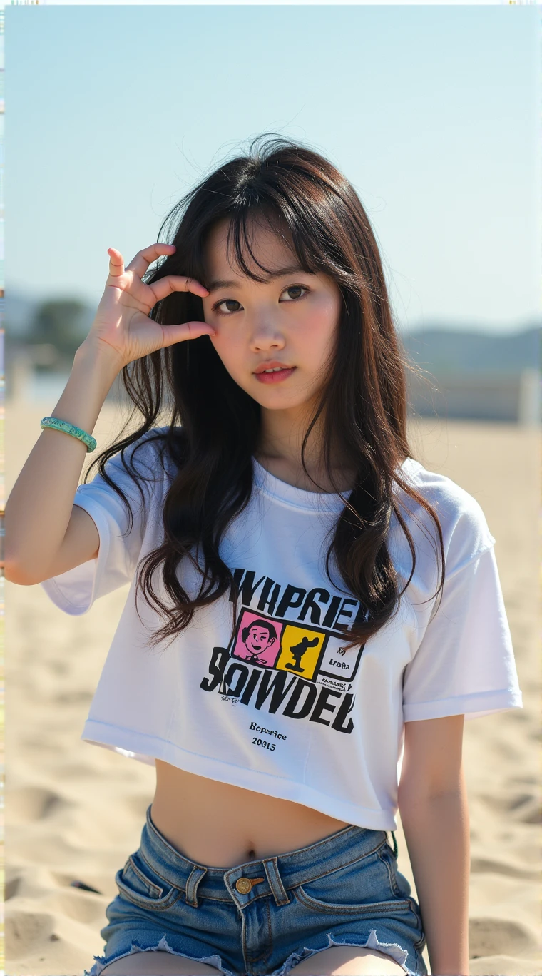 リアルなphotograph、Pay attention to the face of the cute idol high school girl、bikini、Beautiful way to sit , M-shaped feet, photograph,