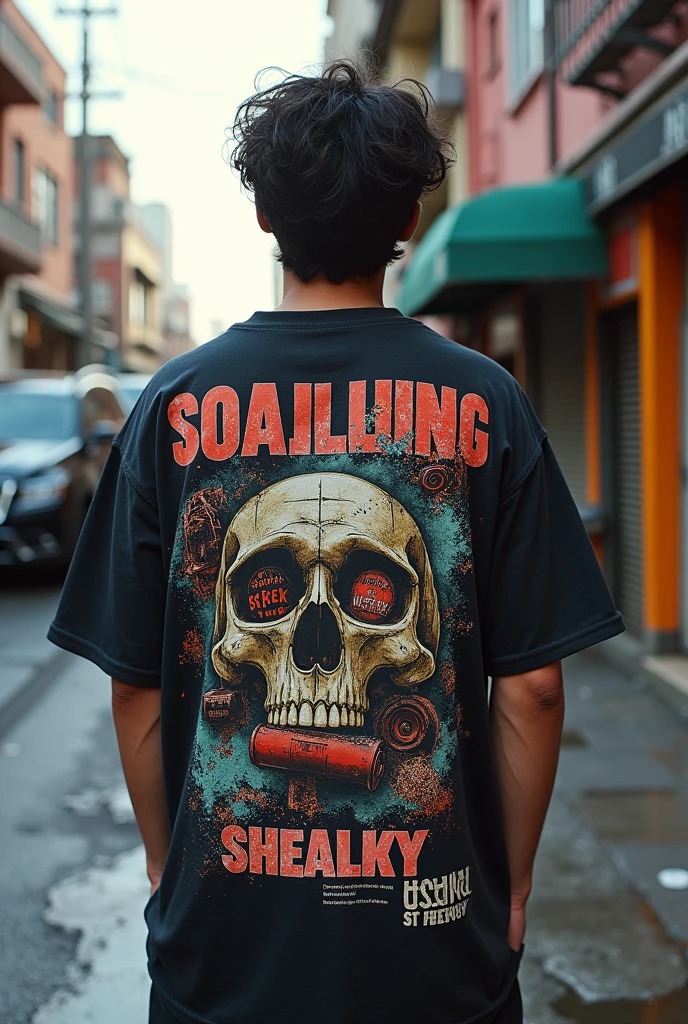 Oversized t-shirt print design in a streetwear style