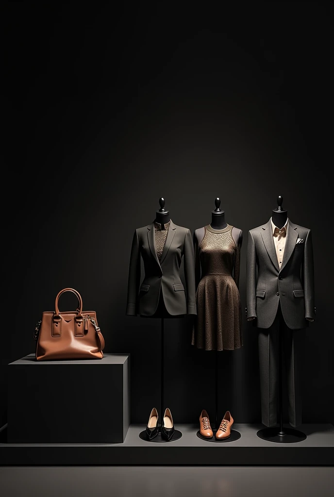 Black background boutique banner clothes and bag
on it