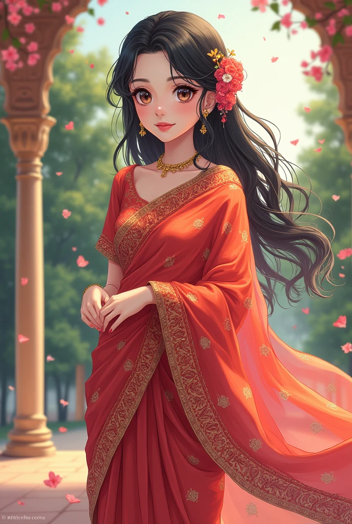 Anime girls with Indian saree