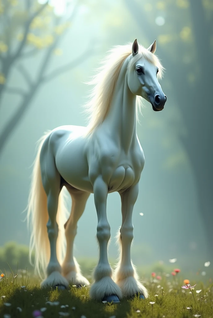 An white beutiful horse with 6 leg