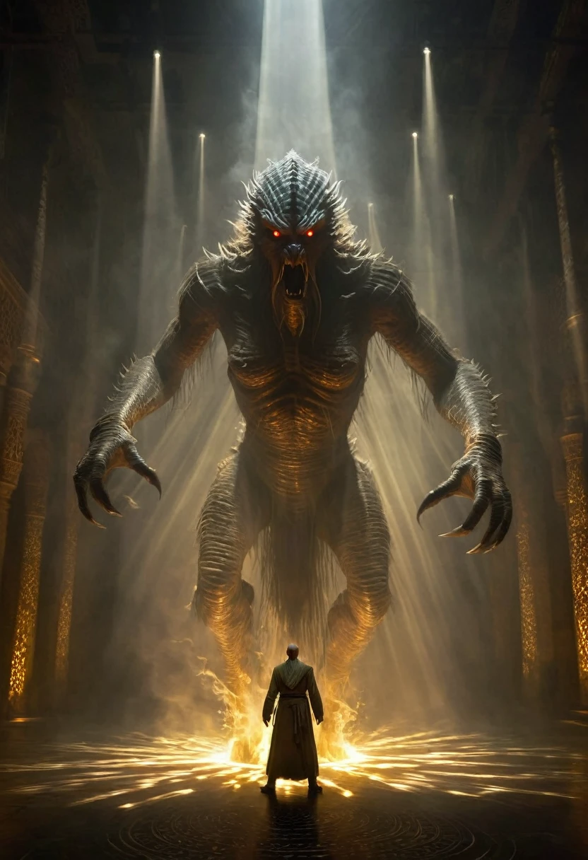 solo, the ancient one, a hellish creature, no_humans, mystery,Motion blurred, Movie-level lighting effects,