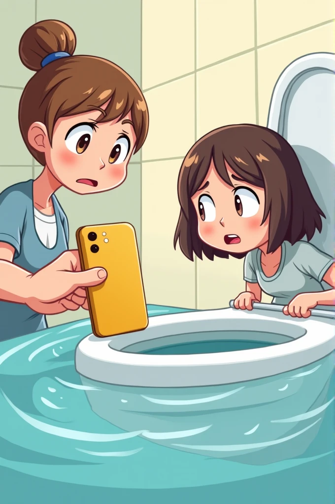 Ek ladki ka phone toilet Mein Gir Gaya Hai Jise Jin Lekar Aaya Hai Aur phone ka color Golden haicartoon image