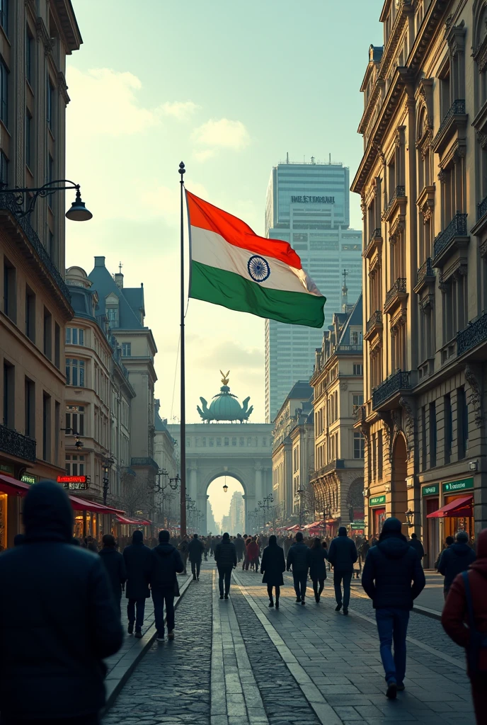 Berlin photo from money heist s1 movie with Indian flag