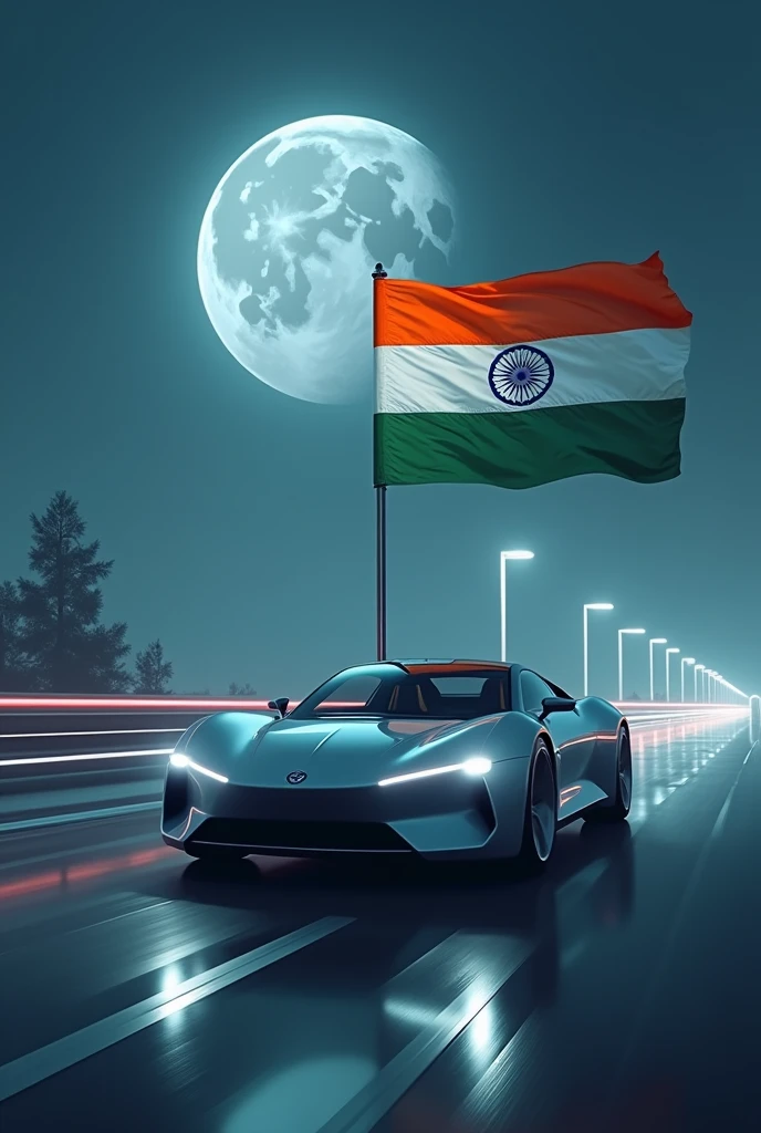 Invite driving name moon vatsal car mein jhanda laga hua Indian flag on in 20 years